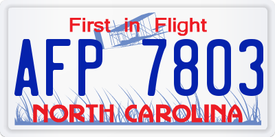 NC license plate AFP7803
