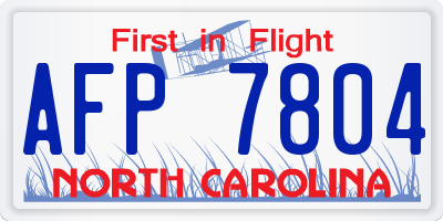 NC license plate AFP7804