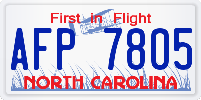 NC license plate AFP7805