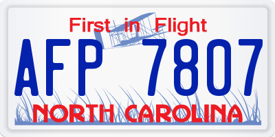 NC license plate AFP7807