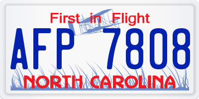 NC license plate AFP7808