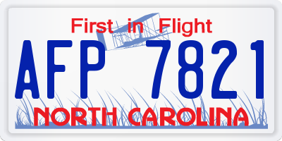 NC license plate AFP7821