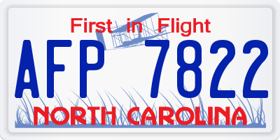 NC license plate AFP7822