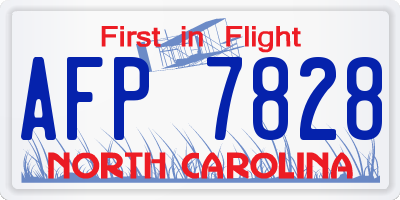 NC license plate AFP7828