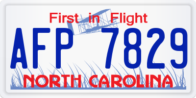 NC license plate AFP7829