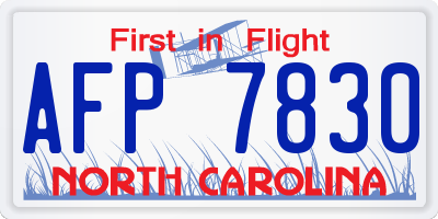 NC license plate AFP7830
