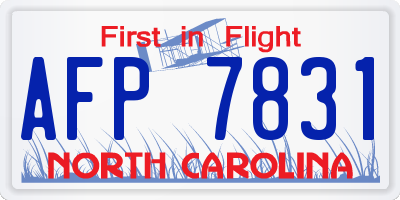 NC license plate AFP7831