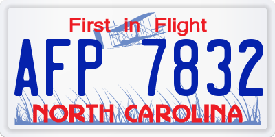 NC license plate AFP7832
