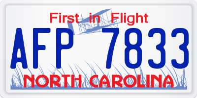 NC license plate AFP7833