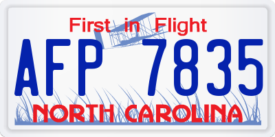 NC license plate AFP7835