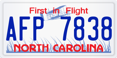 NC license plate AFP7838
