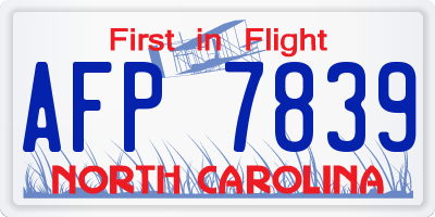 NC license plate AFP7839