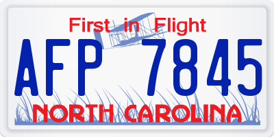 NC license plate AFP7845