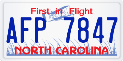 NC license plate AFP7847