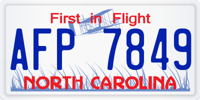 NC license plate AFP7849