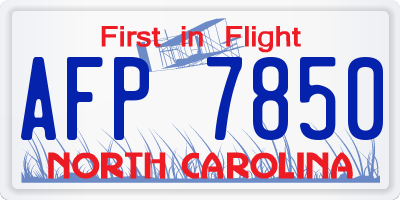 NC license plate AFP7850