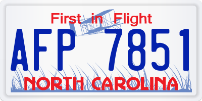 NC license plate AFP7851