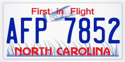 NC license plate AFP7852
