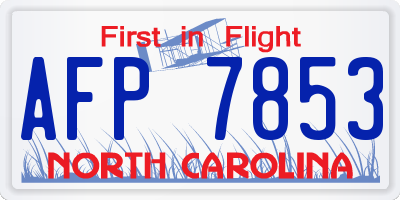 NC license plate AFP7853
