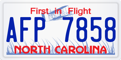NC license plate AFP7858