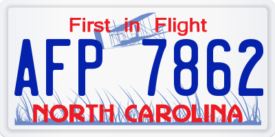 NC license plate AFP7862
