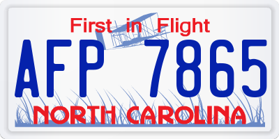 NC license plate AFP7865