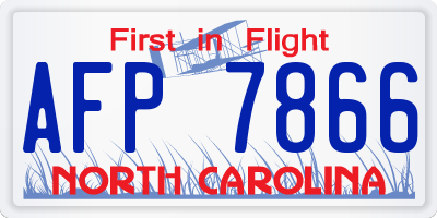 NC license plate AFP7866
