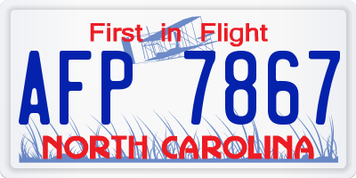 NC license plate AFP7867