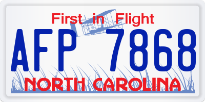 NC license plate AFP7868
