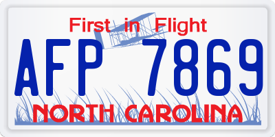 NC license plate AFP7869