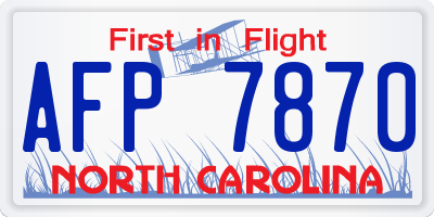 NC license plate AFP7870