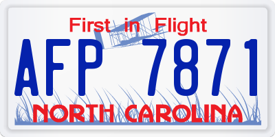 NC license plate AFP7871