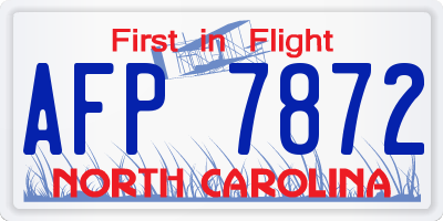 NC license plate AFP7872