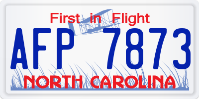 NC license plate AFP7873