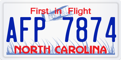 NC license plate AFP7874