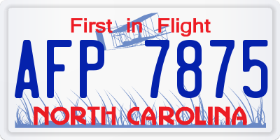 NC license plate AFP7875