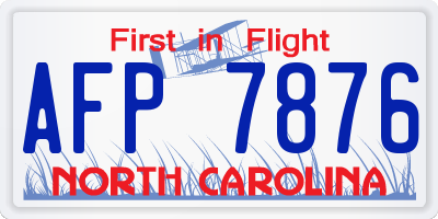 NC license plate AFP7876