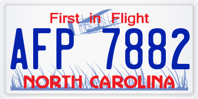 NC license plate AFP7882