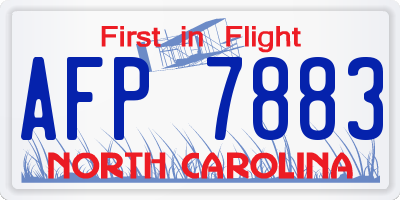 NC license plate AFP7883