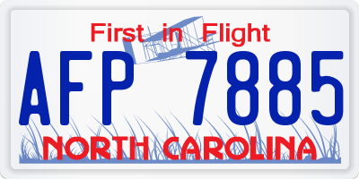 NC license plate AFP7885