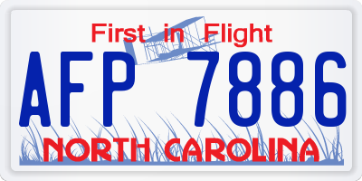 NC license plate AFP7886