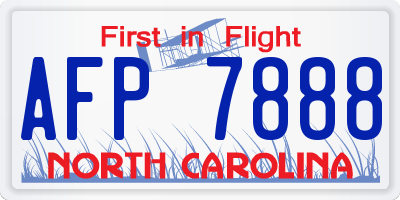 NC license plate AFP7888