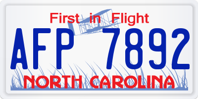 NC license plate AFP7892