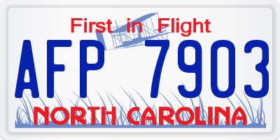 NC license plate AFP7903