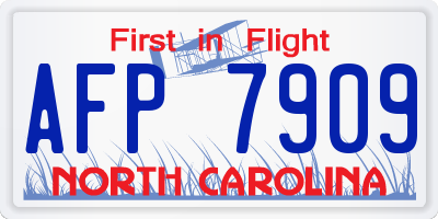 NC license plate AFP7909