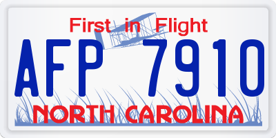 NC license plate AFP7910