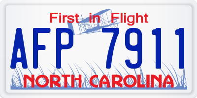 NC license plate AFP7911