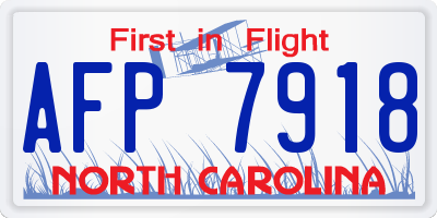 NC license plate AFP7918