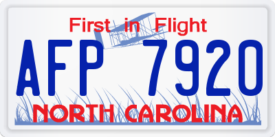 NC license plate AFP7920