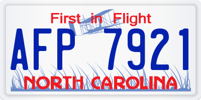 NC license plate AFP7921